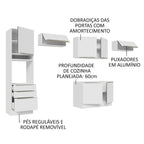 Armário de Cozinha Completa 340cm Branco/Branco Veludo Lux Madesa 01
