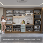 Armário de Cozinha Completa 340 x 60 cm Rustic/Cinza Lux Madesa 02
