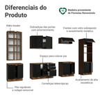 Armário de Cozinha Completa 340 cm Rustic/Preto Lux Madesa 03