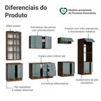 Armário de Cozinha Completa 340 x 60 cm Rustic/Cinza Lux Madesa 04