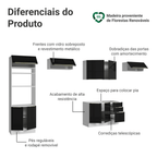 Armário de Cozinha Completa 350 cm Branco/Preto Lux Madesa 01
