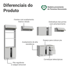 Armário de Cozinha Completa 350 x 60 cm Branco/Branco Veludo Lux Madesa 02