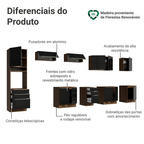 Armário de Cozinha Completa 400 x 60 cm Rustic/Preto Lux da Thauane Madesa