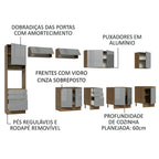 Armário de Cozinha Completa 400cm Rustic/Cinza Lux da Thauane Madesa