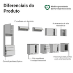 Armário de Cozinha Completa 400 x 60 cm Branco Veludo Lux da Thauane Madesa