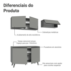 Armário de Cozinha Compacta 200cm Cinza Nice Madesa 01