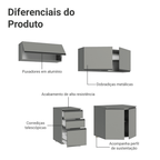 Armário de Cozinha Compacta Suspenso 200cm Cinza Nice Madesa 05