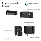 Armário de Cozinha Compacta 200 cm Preto Nice Madesa 06