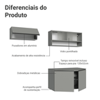 Armário de Cozinha Compacta Suspenso 200cm Cinza Nice Madesa 07