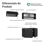 Armário de Cozinha Compacta 200 cm Suspenso Preto Nice Madesa 07