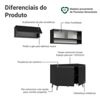 Armário de Cozinha Compacta 200 cm Preto Nice Madesa 09