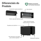 Armário de Cozinha Compacta 200 cm Preto Nice Madesa 10