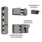 Armário de Cozinha Completa Suspenso 220cm Cinza Nice Madesa 02