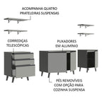 Armário de Cozinha Compacta 240cm Cinza Nice Madesa 01