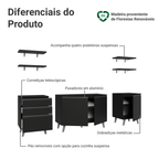 Armário de Cozinha Completa 240 cm Preto Nice Madesa 01