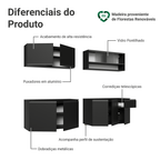 Armário de Cozinha Completa 260 cm Suspenso Preto Nice Madesa 04