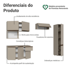 Armário de Cozinha Completa 240 cm Suspensa Crema Nice Madesa 09
