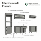 Armário de Cozinha Completa 260cm Cinza Nice Madesa 02