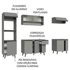 Armário de Cozinha Completa 260cm Cinza Nice Madesa 02