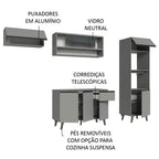 Armário de Cozinha Completa 260cm Cinza Nice Madesa 03