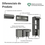 Armário de Cozinha Completa 260cm Cinza Nice Madesa 04