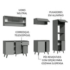 Armário de Cozinha Completa 260cm Cinza Nice Madesa 06