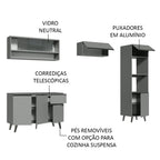 Armário de Cozinha Completa 260cm Cinza Nice Madesa 08