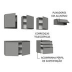 Armário de Cozinha Completa Suspenso 260cm Cinza Nice Madesa 13