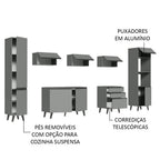Armário de Cozinha Completa 280cm Cinza Nice Madesa 01