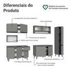 Armário de Cozinha Completa 280 cm Cinza Nice Madesa 02