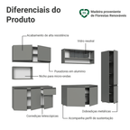 Armário de Cozinha Completa 280 cm Suspensa Cinza Nice Madesa 05