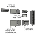 Armário de Cozinha Completa 300cm Cinza Nice Madesa 05