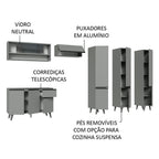 Armário de Cozinha Completa 320cm Cinza Nice Madesa 02