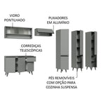 Armário de Cozinha Completa 320cm Cinza Nice Madesa 03