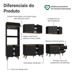 Armário de Cozinha Completa 310 cm Preto Pieta Madesa 03