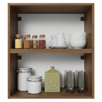 Kit 2 Armários Aéreos de Cozinha 60 cm Rustic/Preto Vidro Reflecta Bronze Vinil Madesa