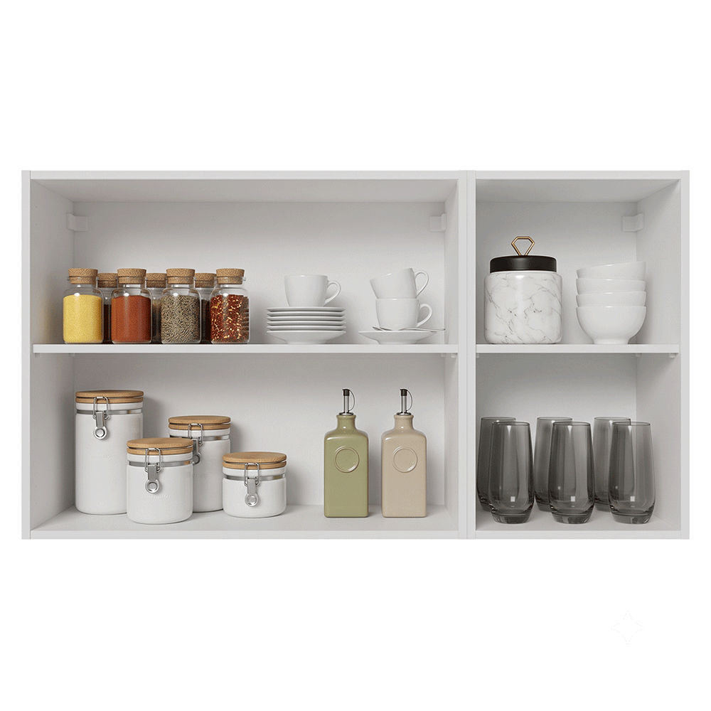 Kit 2 Armários Aéreos de Cozinha 3 Portas 120 cm Branco/Preto Vidro Reflecta Bronze Vinil Madesa