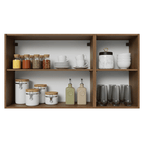 Kit 2 Armários Aéreos de Cozinha 3 Portas 120 cm Rustic/Preto Vidro Reflecta Bronze Vinil Madesa