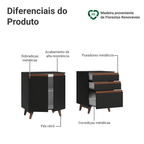 Kit com Dois Balcões de Cozinha 2 Portas 3 Gavetas (com tampo) Preto Reims Madesa