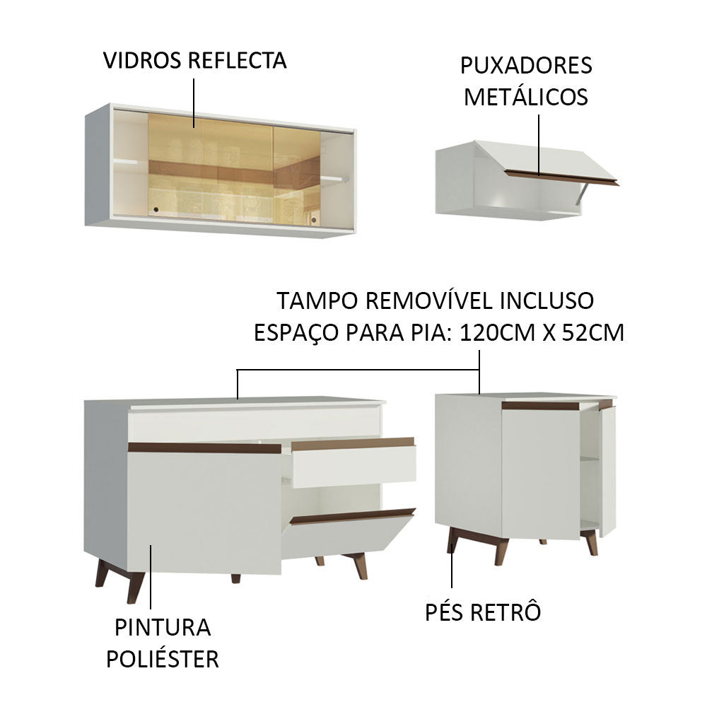 Armário de Cozinha Compacta 190cm Branco Reims Madesa 01