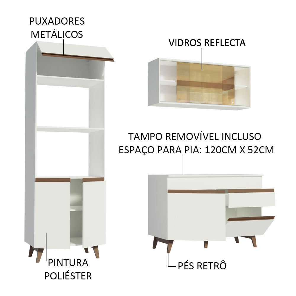 Armário de Cozinha Compacta 190cm Branco Reims Madesa 02