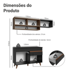 Armário de Cozinha Compacta 190cm Preto/Rustic Reims Madesa 06