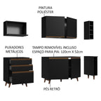 Armário de Cozinha Compacta 200cm Preto Reims Madesa 01