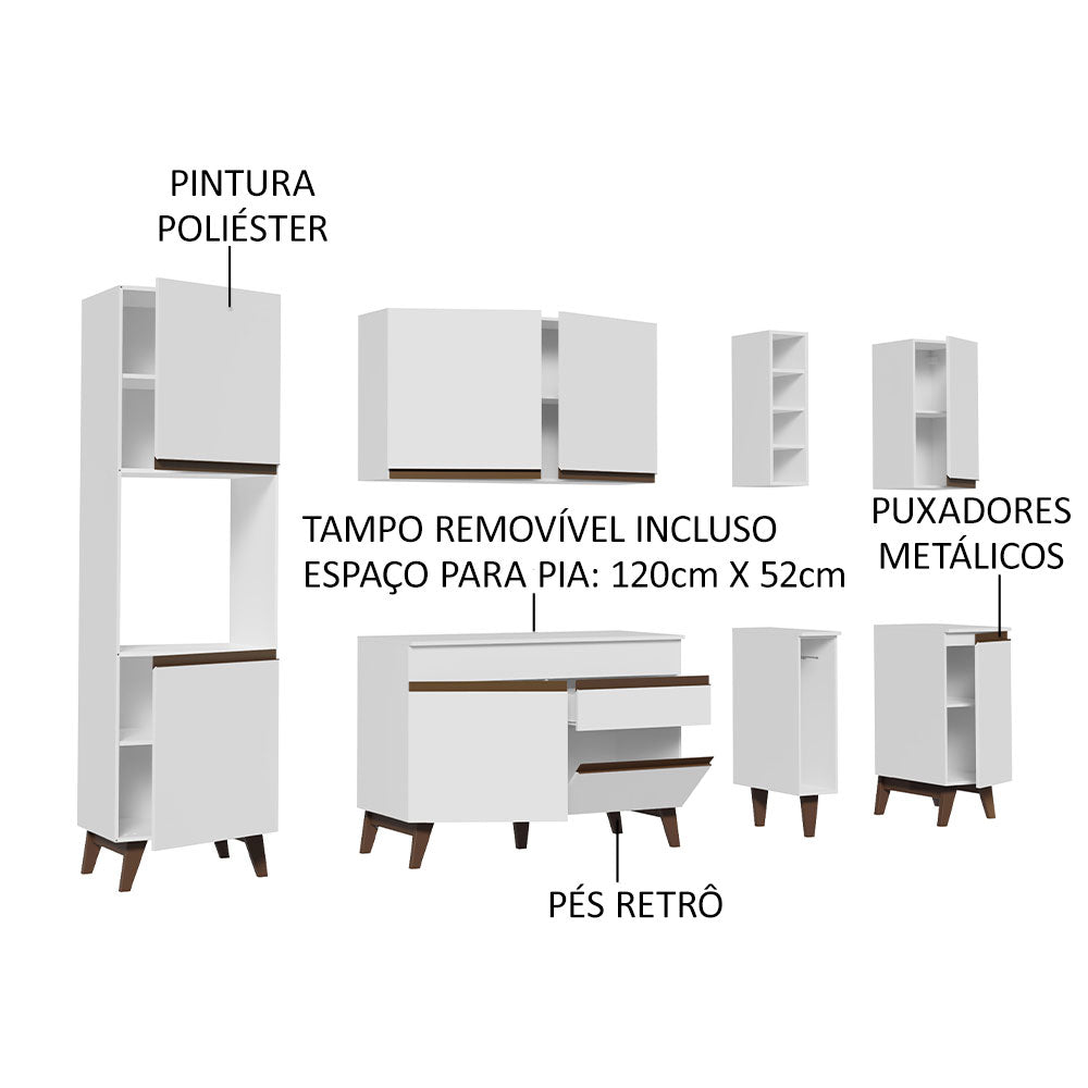 Armário de Cozinha Completa 235cm Branco Reims Madesa 02