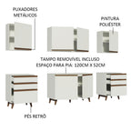 Armário de Cozinha Completa 240cm Branco Reims Madesa 02