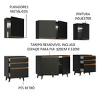 Armário de Cozinha Completa 240cm Preto/Rustic Reims Madesa 02
