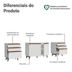 Kit com Três Balcões de Cozinha 2 Portas 6 Gavetas (com tampo) Branco Reims Madesa