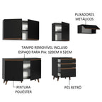Armário de Cozinha Completa 250cm Preto Reims Madesa 02