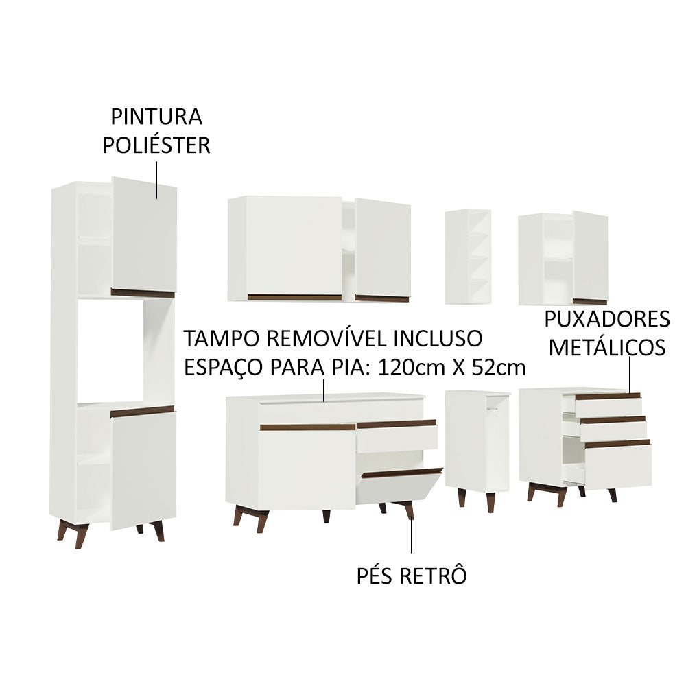 Armário de Cozinha Completa 260cm Branco Reims Madesa 05