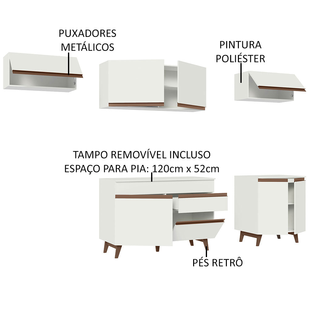 Armário de Cozinha Completa 260cm Branco Reims Madesa 10